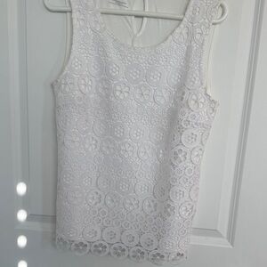 Talbots White Floral Lace Tunic